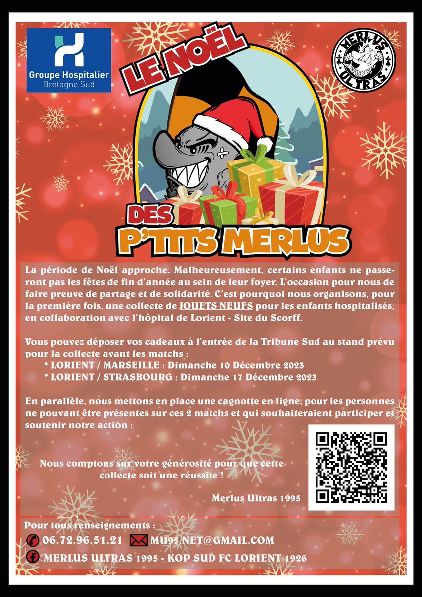 Noël des Petits Merlus à l'occasion des matchs des 10 et 17 décembre. Cliquez  pour agrandir l'image ! 