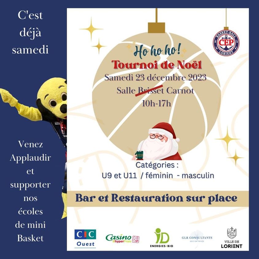Tournoi de Noël de basket du CEP le 23 décembre à la salle Carnot 