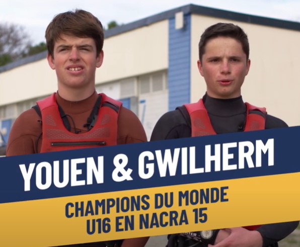 Youen Champs et Gwilherm Cadic champions du monde U16 en Nacra 15, talents de l'année 2021. Cliquez !